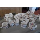 A collection of coalport bone china, with Ming rose pattern, to include 6 tea cups and saucers, 1