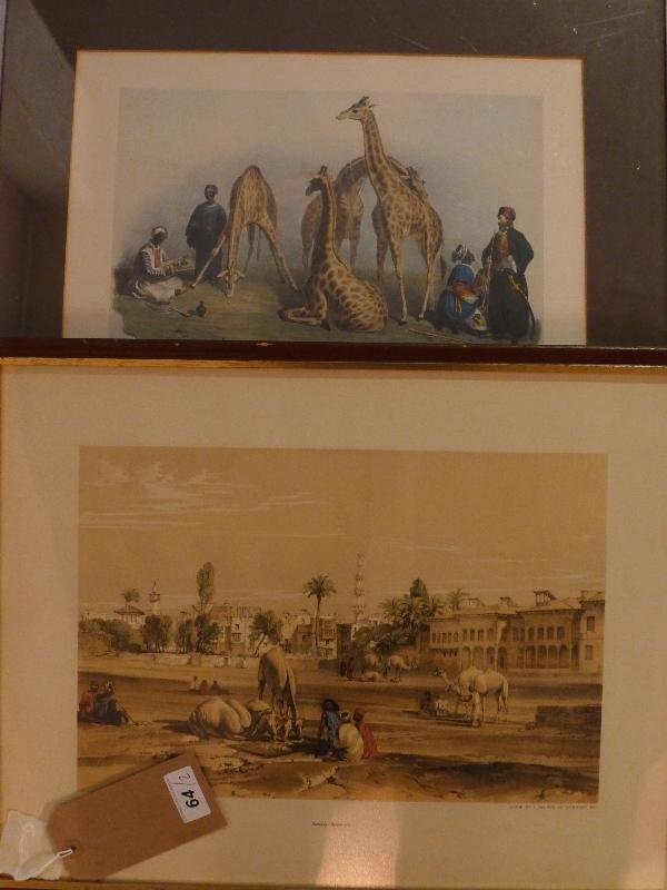 A lithograph by J.C.Bourne after Robert Hay, 'View of a Palace of Shereef Bey', 27 x 37cm,