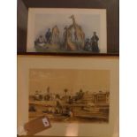 A lithograph by J.C.Bourne after Robert Hay, 'View of a Palace of Shereef Bey', 27 x 37cm,