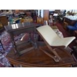 An early 20th century oak gout stool, together with an oak joint stool