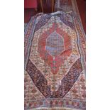 An antique Kilim carpet, with quadruple lozenge medallion, geometric design, 253 x 158cm
