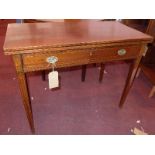 WITHDRAWN-A Georgian mahogany fold over tea table, with marquetry and boxwood inlay, having one