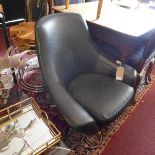 A 20th century black vinyl revolving armchair, H.83cm