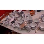 A collection of royal china tea cups and saucers, together with Churchill ceramic part dinner