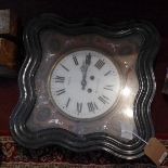 A French oeil de boeuf wall clock, with boxwood and mother of pearl inlay, white Roman dial signed