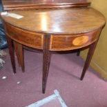 WITHDRAWN-A Georgian mahogany drop leaf demi lume table, with marquetry inlay