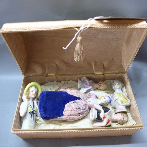 Five late 19th / early 20th century porcelain half dolls