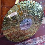 A contemporary sunburst mirror, with beveled edges, Diameter 100cm