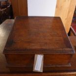 An 18th century Dutch oak writing slope, with hinged lid, H.28 W.51 D.46cm