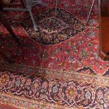 A fine Central Persian Kashan carpet, central double pendent medallion with repeating spandrels on a