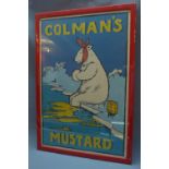 A vintage Colman's Mustard advertising poster, depicting a polar bear with a fever, 72 x 48cm