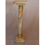 A Rococo style onyx and ormolu pedestal, H.108cm