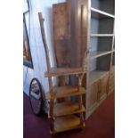 A driftwood shelving unit, having four shelves and large backboard, H.200 W.60 D.33cm