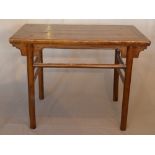 A 19th century Chinese hardwood side table, H.86 W.111 D.61cm