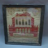 A rare 19th century Susanna Worth sampler, 'A View of the Seffions House for the County of