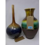 A Persian baluster vase together with one other Persian drip glaze vase