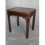 A Georgian style mahogany lamp table, with label for Dodge & Sons, H.52 W.52 D43cm