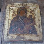 A Russian icon, The Mother of God of Smolensk, egg tempera on wood panel, Mary shown half-length