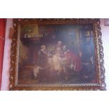 19th century Continental School, a figural study, oil on canvas, within fret cut gilt frame,