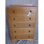 An early 20th century oak pedestal chest, with five drawers, raised on bracket feet, H.110 W.77 D.