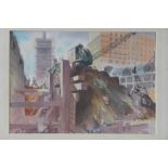 H.J. Neave, a mid 20th century watercolour, 'Execution of site - bank of England', signed and