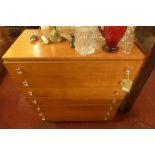 A mid 20th century teak pedestal chest, with seven drawers, H.96 W.81 D.42cm