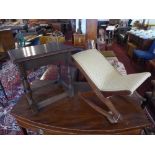 An early 20th century oak gout stool, together with an oak joint stool