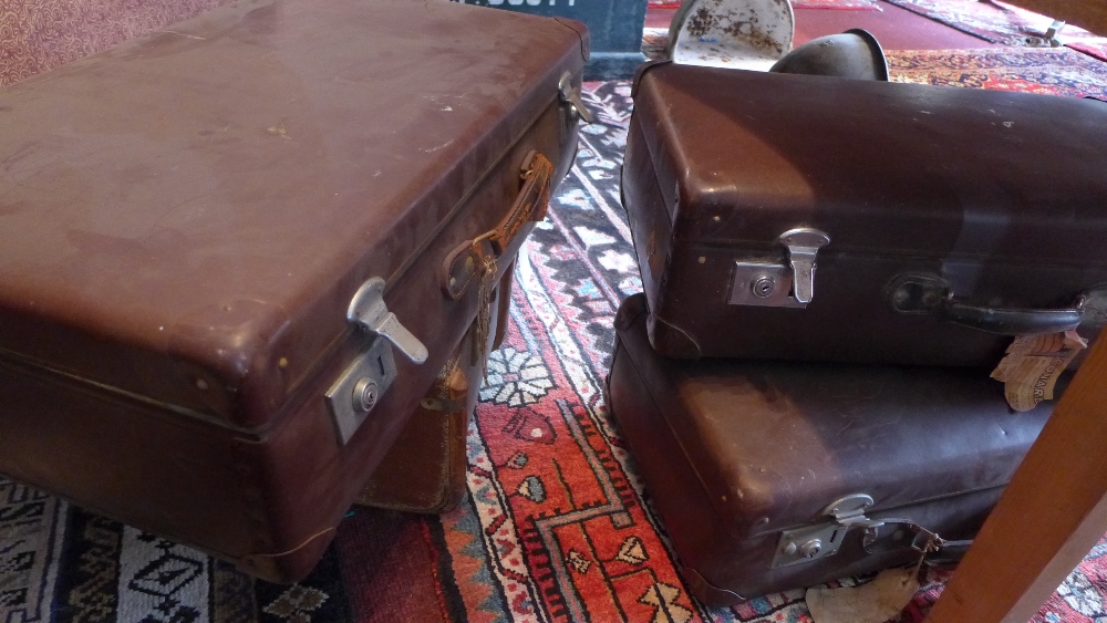 Four vintage travelling trunks, bearing Cunard White Star Line labels - Image 5 of 5
