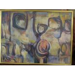Mid 20th century abstract study, pastel, signed lower left, 54 x 74cm