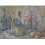 Early 20th century Continental School, a still life study of bottles, signed 'Langford'