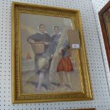 Late 19th century British school, Two women with fishing nets and baskets on a beach, watercolour,