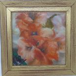 Impressionist painting of poppies, monogrammed 'GR', oil on board, 19 x 19cm