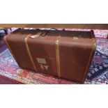 Four vintage travelling trunks, bearing Cunard White Star Line labels