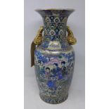 Mid 20th century Chinese vase, decorated with figures in courtyard scenes, H.40cm