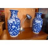 A pair of late 19th century Chinese blue and white porcelain vases, decorated with four clawed