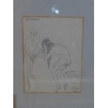Hungarian school, 'Luxury' (Fenyuzes), a butler assisting his mistress, pen and ink study,