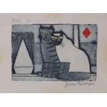 Julian Trevelyan (British, 1910-1988), 'Cats', etching, signed in pencil lower margin, inscribed