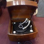 A vintage 1950's PYE Black Box record player, with hinged lid, H.30 W.44 D.35cm