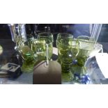 A set of six Victorian green Roemer drinking glasses
