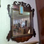 A Georgian mahogany fret work mirror, 59 x 43cm