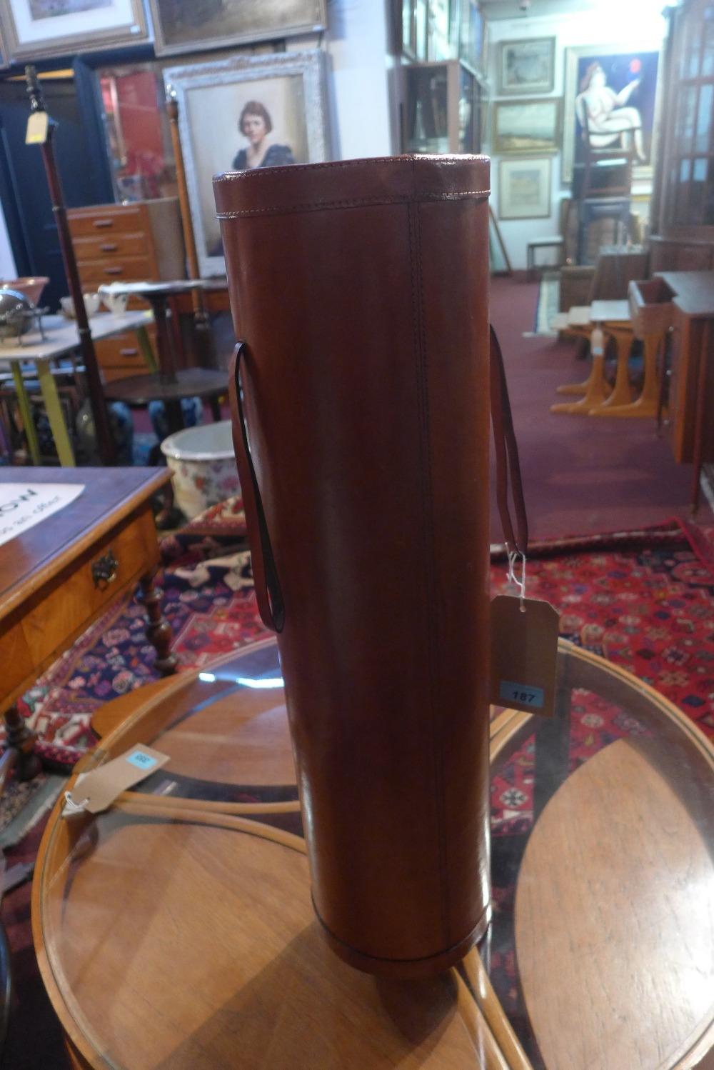 A leather clad stick stand, H.67cm