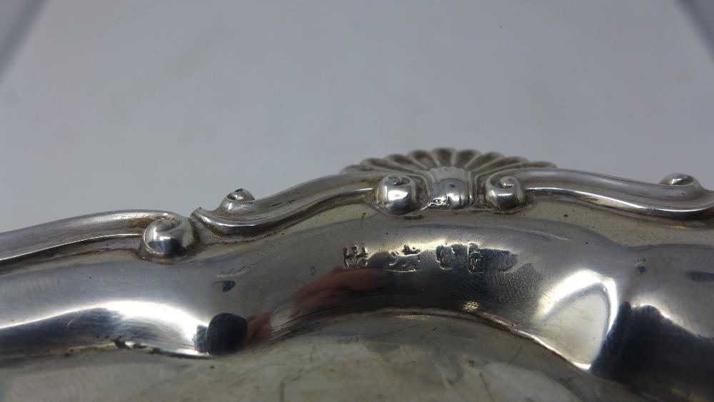 A Georgian silver snuffer tray, of waisted form with shell and scroll border, indistinctly - Image 2 of 2