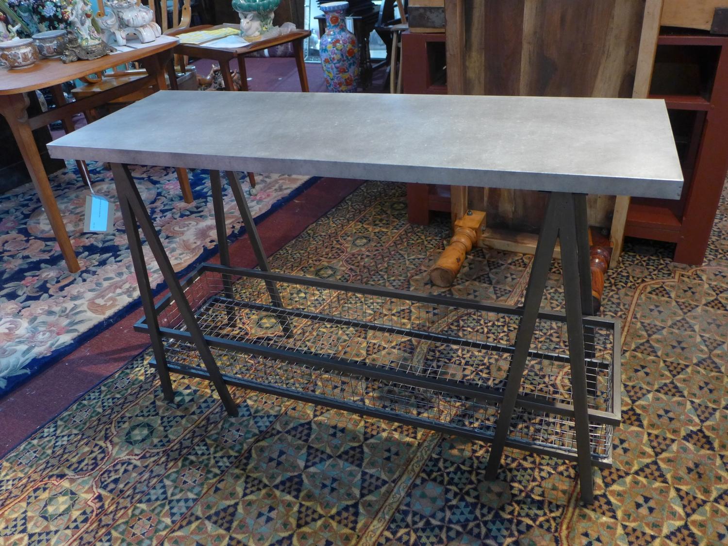 A contemporary zinc top console table, L.120 H.77 D.40cm