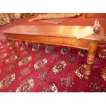 A Victorian oak 'Petite' window seat, the oak top missing one turned handle (one missing), raised on