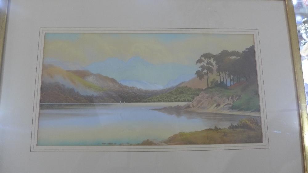 Early 20th century school, Landscape study of a lake with mountains to background, watercolour,