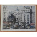 Terence Henry Lambert (British, b. 1891), Piccadilly Circus, coloured etching, signed in pencil to