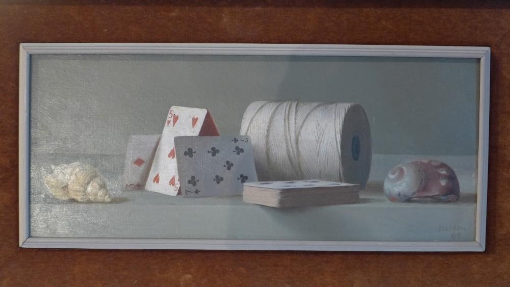 Gerald Norden (1912-2000), 'Cards, String and Shells', still life, oil on canvas, signed and dated