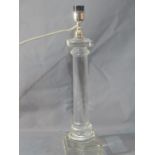 A contemporary glass table lamp, in the form of a column, H.59cm