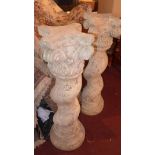 A pair of fibre glass barley twist Corinthian columns, H.92cm