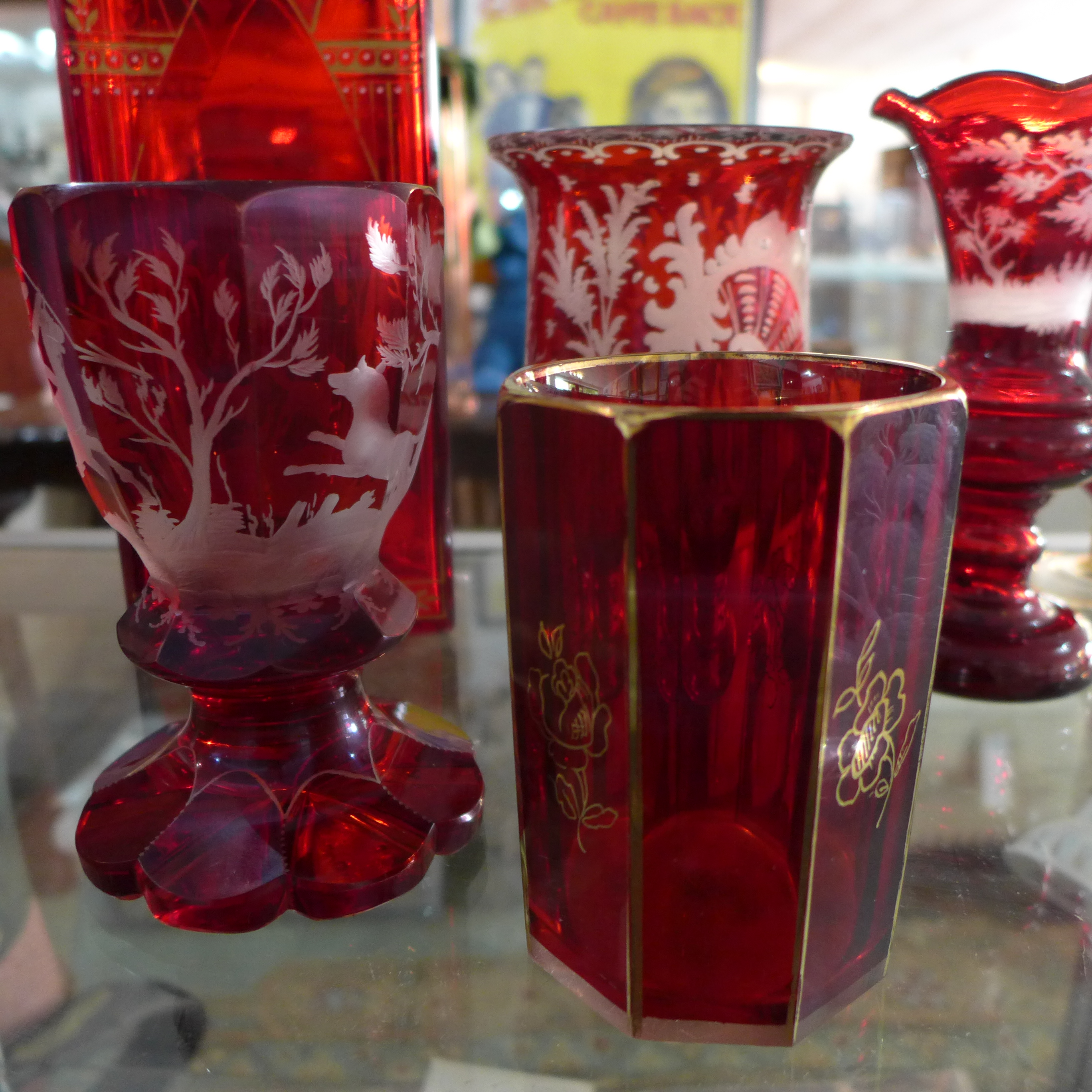 A collection of finely cut cranberry glass - Image 2 of 5